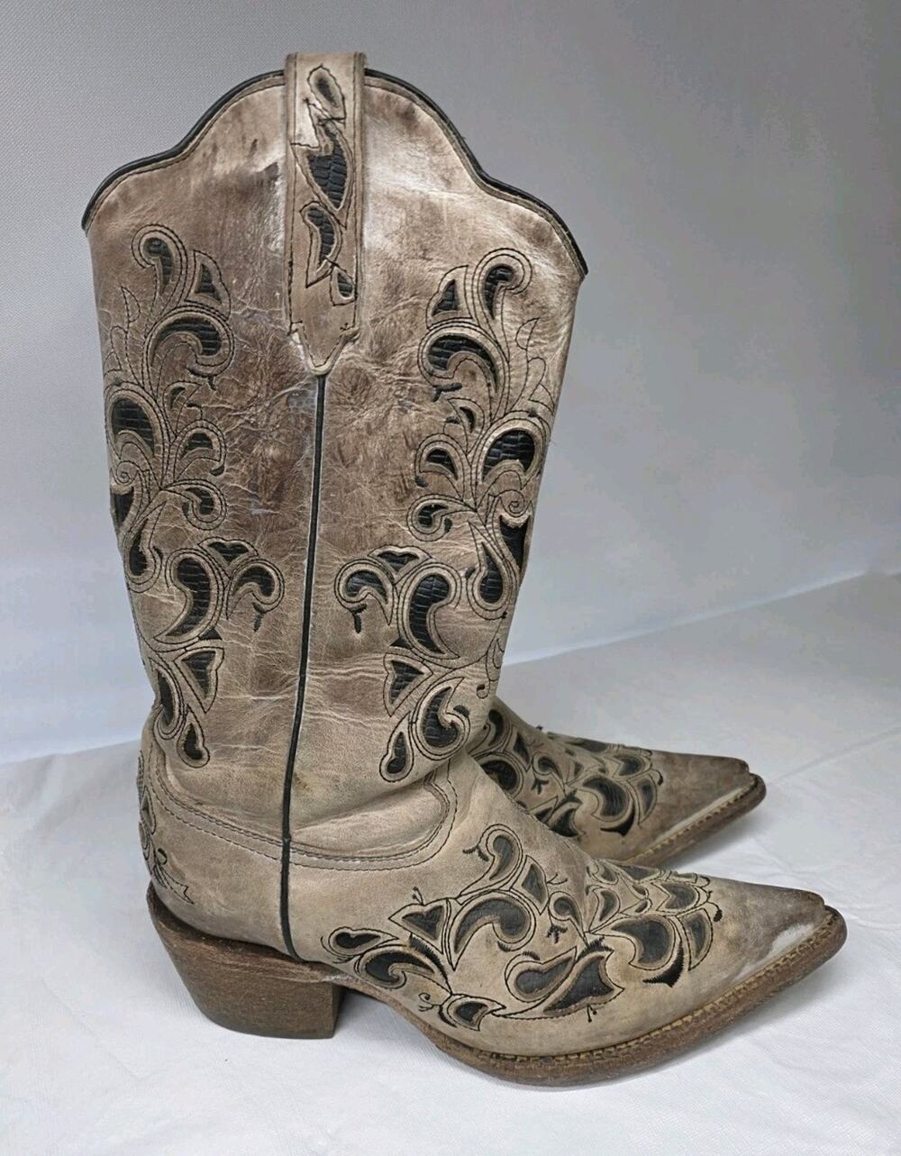 J.B. Dillon Chicory Western Cowgirl Women's 7 B Leather Boots JBR 6055